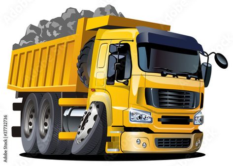 Stock Image: Vector cartoon dump truck Cars Vector, Truck Cartoon, Cartoon Truck, Truck Illustration, Truck Detailing, Cartoon Cars, Truck Stickers, Car Vector, Truck Art