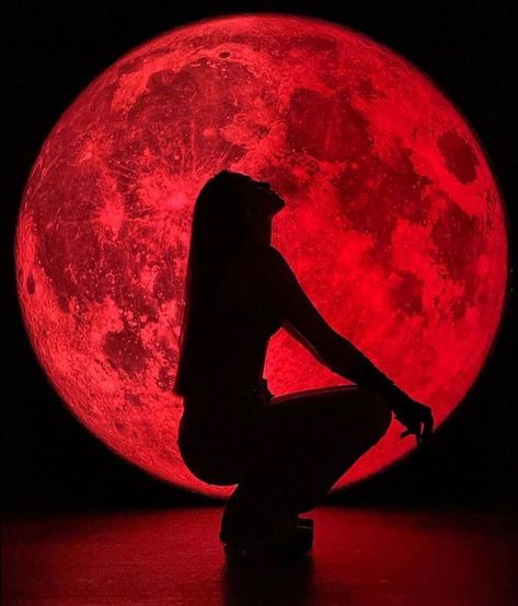 Red Moon, Full Moon, A Woman, Moon, Red