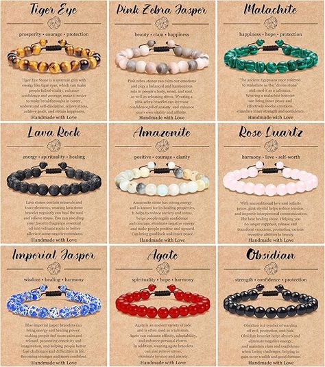 Amazon.com: BOMAIL 9PCS Natural Crystal Bracelets for Women Men - 8mm Semi-Precious Gemstone Beaded Bracelets Adjustable Round Gemstone Bracelets Yoga Bracelets Jewelry: Clothing, Shoes & Jewelry Bracelets Adjustable, Jewelry Clothing, Zebra Jasper, Yoga Bracelet, Gemstone Beaded Bracelets, Pink Zebra, Tiger Eye Stone, Bracelets Jewelry, Bracelets For Women