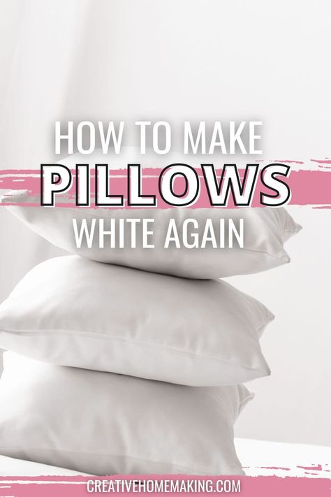 Transform your pillows with these effective techniques to bring back their pristine white color. Discover how to restore your pillows to their former glory with these helpful tips and tricks. How To Wash Throw Pillows, Pillows To Make, Brighten Whites, Pillows White, How To Clean Pillows, How Do You Clean, Feather Pillows, Pillow Talk, How To Make Pillows