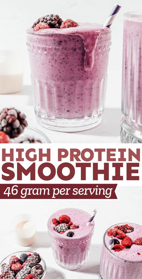 Looking for a quick, protein-packed pick-me-up, you're in the right place. This 5-ingredient protein smoothie recipe is a game-changer. No fuss, no added sugars, just pure, wholesome goodness. Packed with 46 grams of protein per serving, it's a delicious and nutritious way to fuel your day. Hi Protein Smoothies, Smoothies Using Protein Powder, Protein Smoothie Recipes No Banana, High Cal Protein Shake, Protein Shake Recipes No Powder, Protein Shakes And Smoothies, Vanilla Premier Protein Smoothie Recipes, Oatmeal Protein Shake Recipes, Ways To Drink Protein Powder