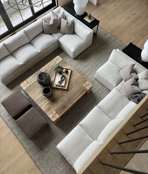 U Couch, Sectional Living Room Layout, Large Living Room Layout, Brooke Wagner Design, Brooke Wagner, Sofa Layout, Rectangular Living Rooms, Long Living Room, Large Sectional Sofa