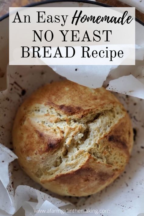 Easy Bake Bread No Yeast, Bread Recipes Eggless, No Yeast Breads, Dense Bread Recipe, Baking Soda Bread Recipe, No Yeast Bread Recipes, Easy No Yeast Bread, Kaak Recipe, Yeast Free Recipes