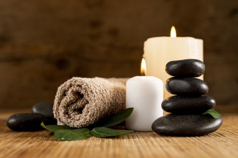 Spa arrangement with candles and towel F... | Premium Photo #Freepik #photo #beauty #spa #health #decoration Diy Massage Oil Recipes, Body Oil Recipe, Diy Massage Oil, Massage Oils Recipe, Diy Massage, Spa Items, Neroli Essential Oil, Hot Stone Massage, Stone Massage