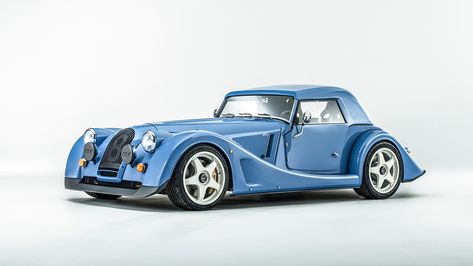 The roadter's BMW-sourced V-8 can generate 375 hp. Morgan Plus 8, Morgan Motors, Electric Winch, Marina Blue, Big Car, Racing Seats, Top Gear, Motor Company, The Model