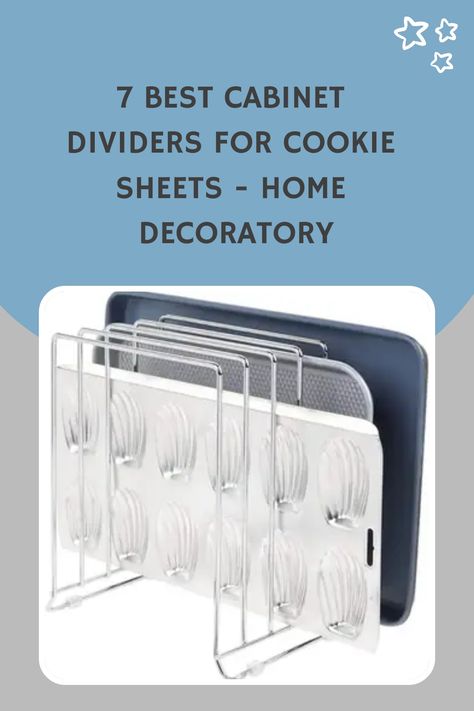 Finding pans or cookie trays before beginning cooking had become a real hassle so investing in cabinet dividers for cookie sheets was the best choice. A handy Cookie Sheet Storage Ideas, Sheet Storage Ideas, Cabinet Dividers, Cookie Sheet Storage, Bakeware Organization, Sheet Storage, Pan Organization, Cookie Sheets, Compartment Organizer