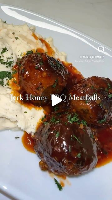 Atlanta’s Foodie 🍑 | Restaurant & Lounge Partner on Instagram: "Jerk Honey BBQ Meatballs 🔥🧑🏽‍🍳 • 🚨Recipe Now Available 🚨 Click the link in my bio ❤️ • #meatballs #jerk #jerksauce #honeybbq #bbqsauce #mashedpotatoes #homemade #food #foodie #dinnertime #dinnerideas #letscook #lunchtime #lunchideas" Jerk Meatballs Recipe, Honey Bbq Meatballs, Jerk Meatballs, Barbecue Meatballs, Pregnancy Eating, Bbq Meatballs, Honey Bbq, Meatballs Recipe, Restaurant Lounge