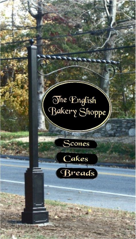 English Bakery, Village Bakery, Business Signs Outdoor, Sign Bracket, Don Pedro, Bakery Sign, Bakery Design, Custom Carved, Farm Signs