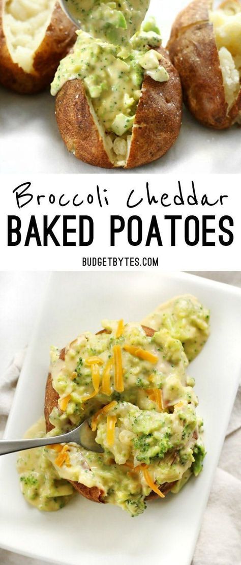 Flavorful Broccoli, Vegetarische Diners, Vegetarian Recipes Videos, Dinner Simple, Stuffed Baked Potatoes, Vegetarian Comfort Food, Easy Vegetarian Dinner, Budget Bytes, Vegetarian Meal Prep