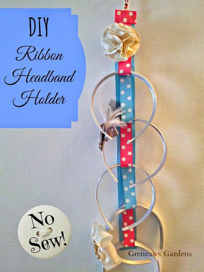 DIY Ribbon Headband Holder Tutorial (No Sew!) — Greneaux Gardens Head Band Holder Diy Headband Storage, Diy Headband Holder, Headband Holders, Headband Storage, Headbands Diy, Diy Headbands, Headband Organizer, Organizing Hair Accessories, How To Make Headbands