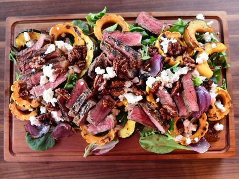 Get Autumn Steak Salad Recipe from Food Network Autumn Steak Salad, Fall Steak Salad, Pioneer Woman Steak, Food Network Recipes Pioneer Woman, Steak Salad Recipe, Squash Salad, Pioneer Woman Recipes, Autumn Salad, Steak Salad