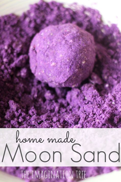 Homemade Moon Sand Recipe for Sensory Play. Uses playground sand, corn starch, and a few other things. Sensory Activities, Moon Sand Recipe, Homemade Moon Sand, Sand Recipe, Sands Recipe, Moon Sand, Imagination Tree, Playdough Recipe, Ideas Hogar