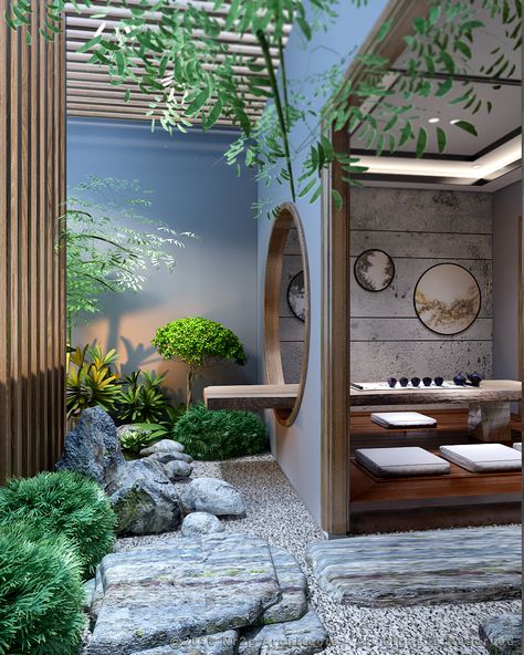 Chinese Tea Room, Japan Interior, Japanese Garden Landscape, Zen Interiors, Zen House, Japanese Home Design, Japanese Tea House, Zen Garden Design, Japanese Style House