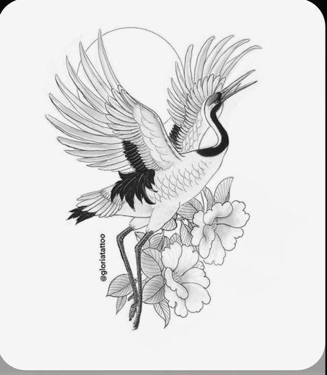 On Hand Tattoo, Tatuaje Studio Ghibli, Heron Tattoo, Henne Tattoo, Crane Tattoo, Small Chest Tattoos, Animal Tattoo Ideas, Fan Tattoo, Chest Tattoos