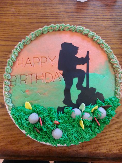 Hiking Cake Hiking Cake, Hiking Birthday, Mountain Cake, Camping Cakes, Hunting Cake, Cake Designs For Kids, Happy Happy Birthday, Birthday Cakes For Men, Simple Birthday Cake