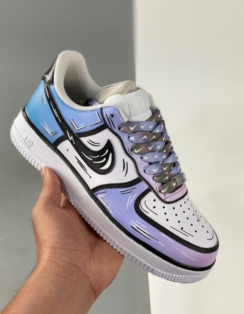 Shoes For Men Jordan, Cool Shoes For Men, Sneakers Cartoon, Trending Shoes For Men, Shoes Af1, Shoe Artwork, Cool Sneakers, Nike Air Force 1 Custom, Shoes For Men