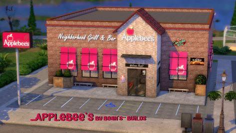 Applebee's | Bean's Builds on Patreon Sims 4 Jobs, Sims 4 Restaurant, The Sims 4 Lots, Play Sims 4, Cc Mods, Sims 4 House Building, Free Sims 4, Sims 4 Game Mods, Sims 4 Body Mods