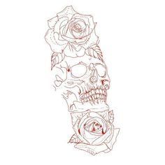 Skull Rose Tattoo Stencil, Skull And Rose Tattoo For Men Forearm, Rose Outline Tattoo, Tattoo Crane, Rose Tattoo Stencil, Half Sleeve Tattoo Stencils, Christian Sleeve Tattoo, Rose Tattoos For Men, Tattoo Outline Drawing