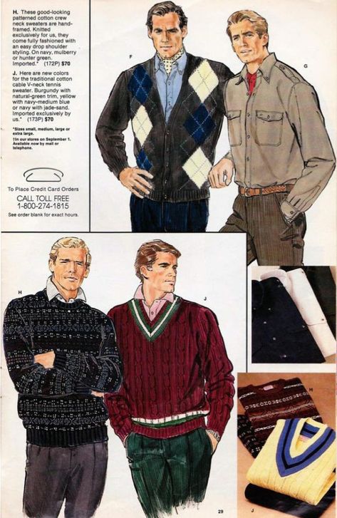 Preppy 2000s Outfits Men, 80s Fashion Catalogue, 80s Men’s Fashion, Yuppies Fashion, 1980s Fashion Mens, 80s Clothes Men, 80s Mens Outfits, 50s Fashion Men, 80s Men Outfits