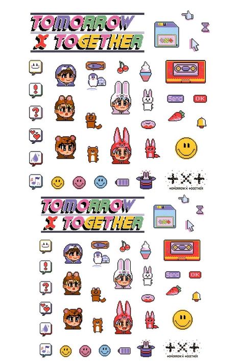 Txt Stickers Printable Aesthetic, Txt Stickers Printable, Txt Printables, Txt Scrapbook, Txt Stickers, Kpop Stickers, Moa Collection, Case Aesthetic, Page Marker