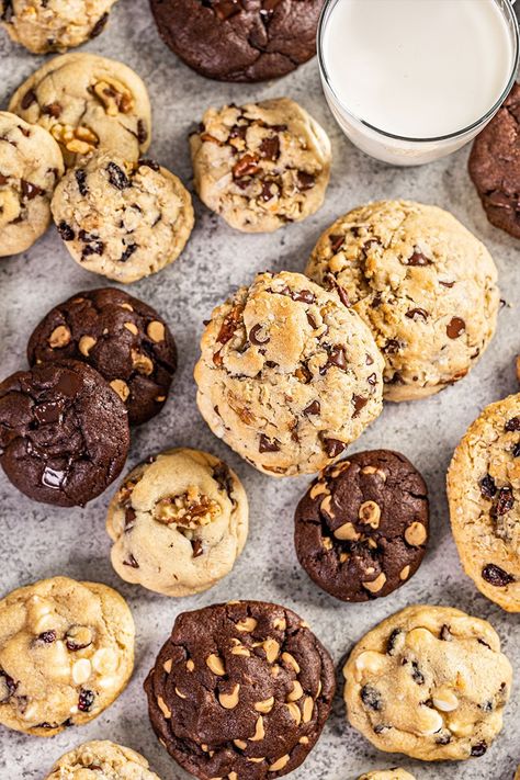 Bakery Style Cookies (6 Flavors!) - thestayathomechef.com Bakery Style Cookies, Cookie Base Recipe, Levain Cookies, The Stay At Home Chef, Gourmet Bakery, Stay At Home Chef, Levain Bakery, Cookie Bakery, Cookie Business