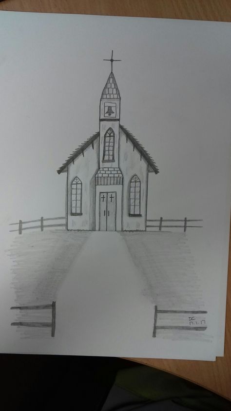 Church pencil drawing Old Church Drawing, Church Drawing Sketch, Church Drawing Easy, Worship Drawing, Christian Drawings Easy, Boat Drawing Simple, Church Drawing, Super Easy Drawings, Christian Drawings