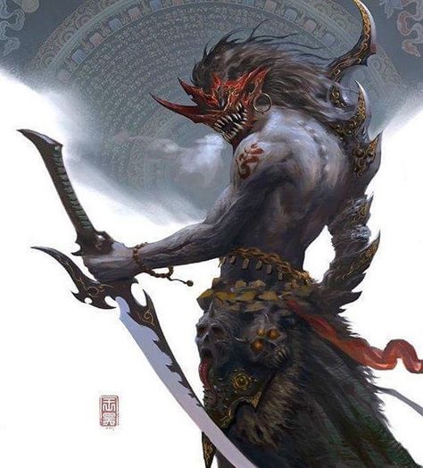 Fantasy Demigod Art, Oni Maske, Ronin Samurai, Samurai Artwork, 다크 판타지, Male Character, Monster Concept Art, Samurai Art, 캐릭터 드로잉