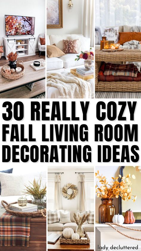 30 Really Cozy Fall Living Room Decorating Ideas Fall Decor For Small Living Room, Fall Ideas For Living Room, Living Room Decor2023, Autumn Inspiration Decoration, Fall Home Decor Living Room Cozy, Fall Decor Small Living Room, Family Room Fall Decor, Fall Family Room Decorating Ideas, Side Table Fall Decor Living Room