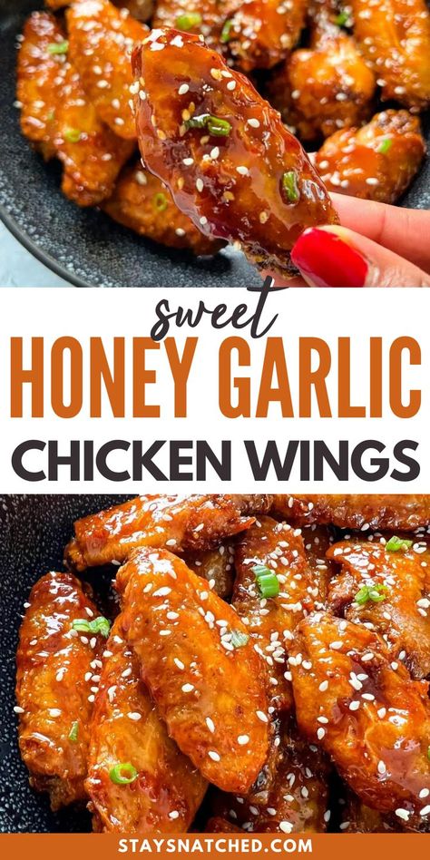 Chicken Wing Sauce Recipes, Garlic Chicken Wings Recipe, Honey Garlic Wings, Wings Recipe Baked, Chicken Wing Recipes Fried, Honey Garlic Chicken Wings, Wing Sauce Recipes, Chicken Wing Recipes Baked, Garlic Chicken Wings