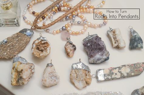 How to Make a Rock Into a Pendant: Paris Rock Necklace | by Stacie Stacie Stacie Rock Necklace, Soldering Jewelry, Rock Jewelry, China Jewelry, Jewelry Techniques, Soldering Iron, Homemade Jewelry, Jewelry Making Tutorials, How To Make Necklaces