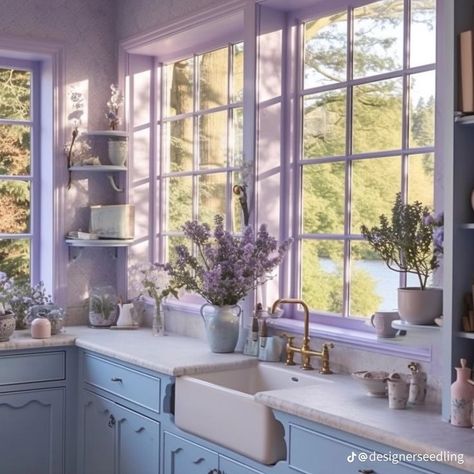 https://pin.it/2dnPimTTZ Wizard Librarian, Lavender Kitchen, Rooms Interior, Pastel Kitchen, Decor Ideas Bedroom, Purple Kitchen, House Vibes, Interior Decorator, House Bedroom