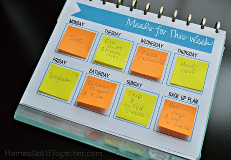 This post has a whole list of meal planning methods! I love the variety and how simple some of these ideas are. Meal planning systems can be used by anyone no matter how "organized" they think they are. Household Notebook, Meal Planner Printable Free, Organization Planner, Sticky Note Planner, Home Binder, Organized Mom, Menu Planners, School Planner, Weekly Meal Planner