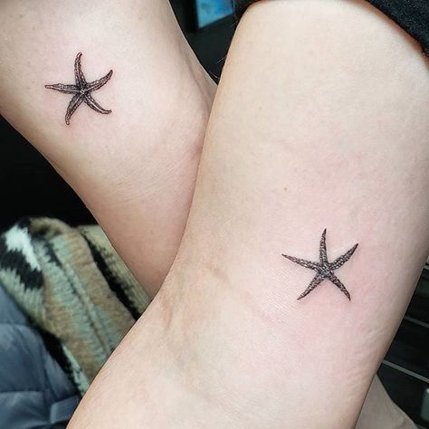 Small Starfish Beachy Tattoos, Starfish Tattoo, Seashell Tattoos, Shell Tattoos, Ocean Tattoos, Summer Tattoo, Beach Tattoo, Matching Tattoo, Best Friend Tattoos