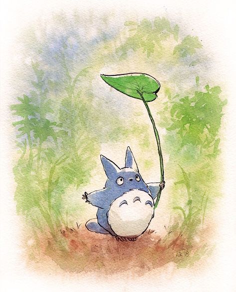 Totoro Drawing, Totoro Art, Watercolor Pencil Art, Arte 8 Bits, Ghibli Artwork, Studio Ghibli Art, Watercolor Ideas, Ghibli Art, Arte Sketchbook