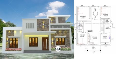 1000 Sq Ft 3BHK Contemporary Style Single-Storey House And Free Plan - Engineering Discoveries 1000 Sq Ft House Plans, 1200sq Ft House Plans, 900 Sq Ft House, 1000 Sq Ft House, Budget House Plans, Single Storey House Plans, Single Floor House Design, House Plan With Loft, 2bhk House Plan