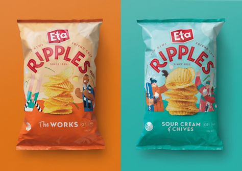 Chip Bag Design Food Packaging, Chips Branding Design, Chips Logo Design, Chips Packaging, Chip Packaging, Packaging Snack, Snack Brands, Packaging Design Trends, Packaged Snacks