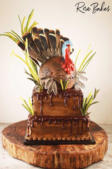 Turkey Groom's Cake Grooms Cake Turkey Hunting, Turkey Grooms Cake, Turkey Hunting Grooms Cake, Turkey Hunting Cake, Turkey Cakes, Exploding Cake, Grooms Cake Ideas, Groom Cakes, Giant Cupcake Cakes