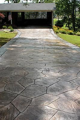 Flagstone, Natural  Concrete Driveways  Decorative Concrete Institute  Temple, GA Stamped Cement Walkway, Stamped Driveway, Decorative Concrete Driveways, Concrete Stamping, Cement Driveway, Stamped Concrete Walkway, Stamped Concrete Driveway, Driveway Ideas, Walkway Landscaping