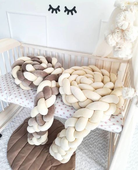 Braided Bumpers – Page 2 – Allbright Kids Braided Crib Bumper, Crib Wall, Bed Bumper, Baby Crib Bumpers, Baby Bumper, Knot Cushion, Bed Bumpers, Nursery Style, Crib Rail