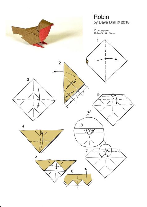 Origami Robin Bird, Paper Bird Origami, Bird Paper Art, Mini Origami Tutorials, Paper Crafts Birds, Origami Birds Hanging, Origami Intermediate, Oragami Birds, Origami Bird Tutorial