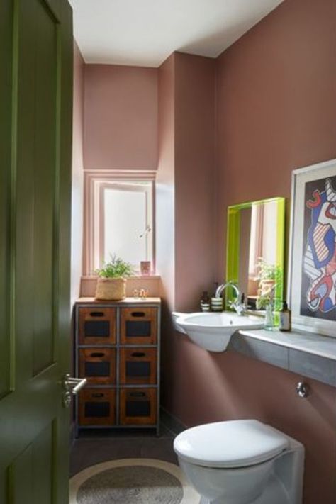 Fall Into New Season Sulking Room Pink, Lounge Ideas, Decorating Advice, Wall Exterior, Pink Bedrooms, Farrow And Ball, Bedroom Color Schemes, Pink Bathroom, Green Bathroom