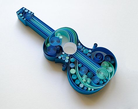 Quilling Guitar, Quilling Wall Art, Diy Quilling Crafts, Art Guitar, Paper Quilling Tutorial, Paper Quilling For Beginners, Guitar Wall Art, Gift For Musician, Paper Quilling Cards