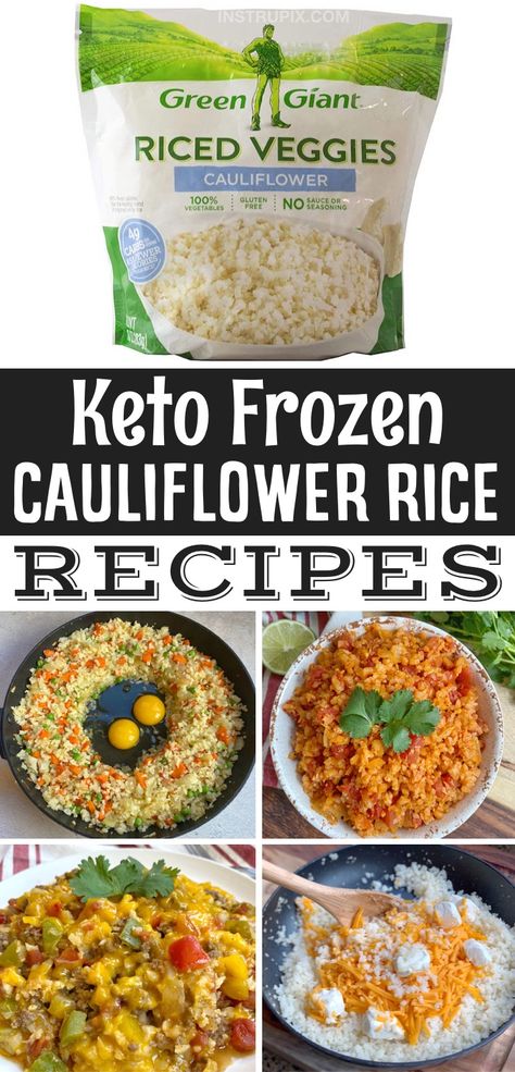 Easy Frozen Cauliflower Rice Recipes (Keto & Low Carb) Frozen Cauliflower Rice Recipes, Riced Califlower Recipes, Cauliflower Rice Recipe, Frozen Cauliflower, Riced Veggies, Frozen Cauliflower Rice, Cauliflower Rice Recipes, Boiled Egg Diet Plan, Low Carb Sides