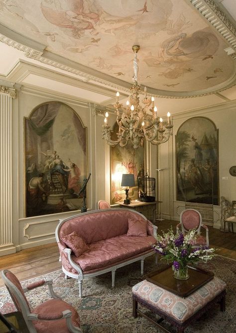 Rococo Room, Old Money House, Migratory Birds, Elegant Living Room, Dream Apartment, Painted Ceiling, Elegant Living, Dream House Interior, House Room