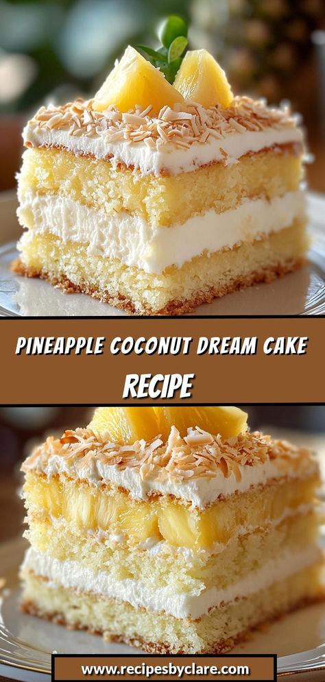 A dreamy cake bursting with tropical pineapple and coconut flavors—perfect for a sweet escape!

Ingredients:

1 box (15.25 oz) yellow cake mix
1 cup crushed pineapple, drained
1 cup shredded coconut
2 tablespoons pineapple juice (for icing)
This delightful cake combines the refreshing taste of pineapple with the richness of coconut, topped with a sweet and tangy icing—perfect for any occasion! Coconut Pineapple Cake From Cake Mix Boxes, Pineapple Coconut Cream Cake, Pineapple Coconut Surprise Cake, Coconut And Pineapple Cake, Coconut Pineapple Dream Cake, Pineapple Coconut Dream Cake, Yellow Cake With Pineapple, Coconut Cake With Pineapple Filling, Pineapple Coconut Cake Recipe