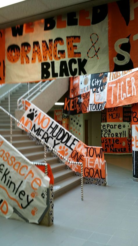 Massillon High School Poster Ideas For High School, Volleyball Poster Ideas, Football Game Signs, School Spirit Ideas Pep Rally, Cheerleading Signs, School Spirit Posters, Volleyball Poster, Pep Club, Rally Idea