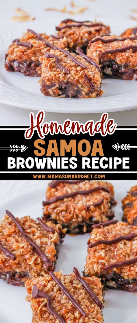 Essen, Pie, Brownie Recipes Flavors, Dessert Recipes Not Too Sweet, Samoa Brownies Recipe, Family Friendly Desserts, Brownies With Caramel Bits, Different Flavor Brownies, Family Favorite Desserts