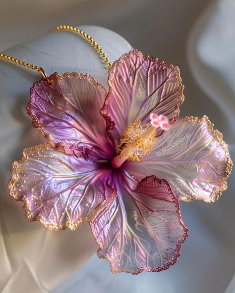 #fashion #accessories #necklace #earrings #hairaccessories #cute #midjourney #aiartwork #aiart #hibiscus #flower #aicommunity #productdesign Flowers In Fashion, Hibiscus Accessories, Hibiscus Earrings, Flower Pearl Necklace, Tropical Accessories, Flowers Fashion, Fashion Flowers, Flowers Cute, Tooth Gem