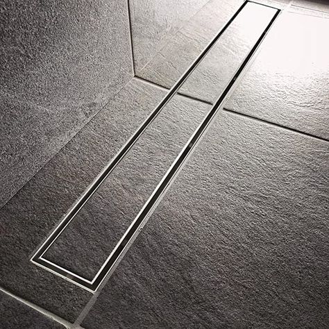 Long Drain Bathroom, Long Shower Drains, Elevated Shower Floor, Linear Floor Drain, Shower Drains Linear, Linear Drain Hair Catcher, Recessed Shower Floor, Curbless Shower With Linear Drain, Rectangle Shower Drain