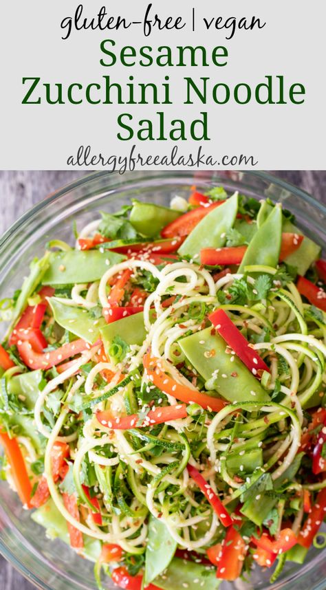 Spiral Zucchini Salad Recipes, Zucchini Salad Recipes, Sesame Zucchini, Zucchini Noodle Recipe, Recipe Collage, Zucchini Spirals, Zucchini Noodle Salad, Zoodle Salad, Zucchini Noodles Salad